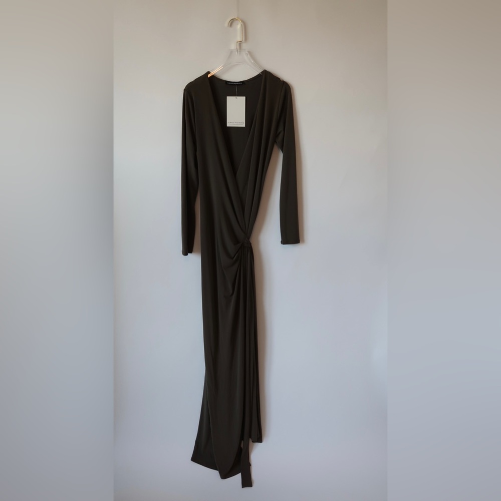 Naked Wardrobe Olive Green Wrap Dress
